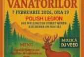 Balul Vânătorilor, organizat de Asociația Vulturul, sub patronajul Bisericii Sf. Petru și Pavel din Kitchener – 7 februarie 2026, la Polish Legion – Kitchener!