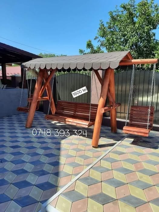 Balansoar lemn masiv cu 2 leagăne 🏡🇹🇩🤩