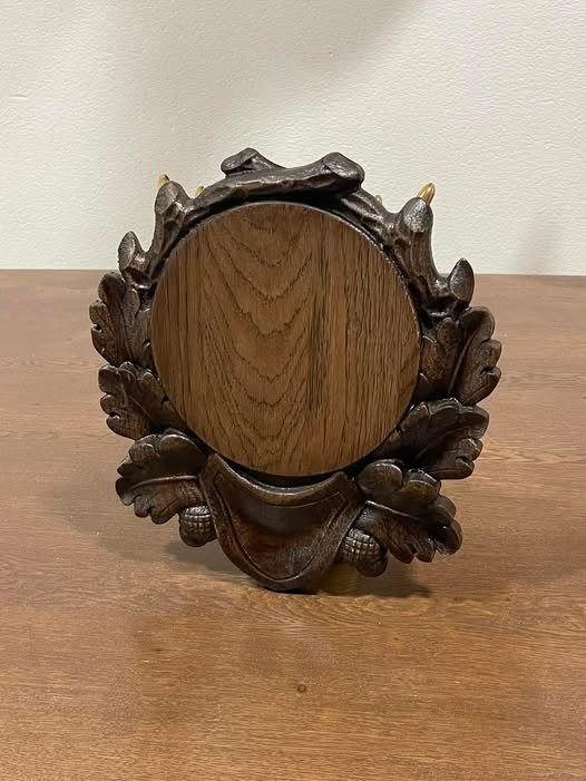 Panoplie suport trofeu colt mistret din stejar