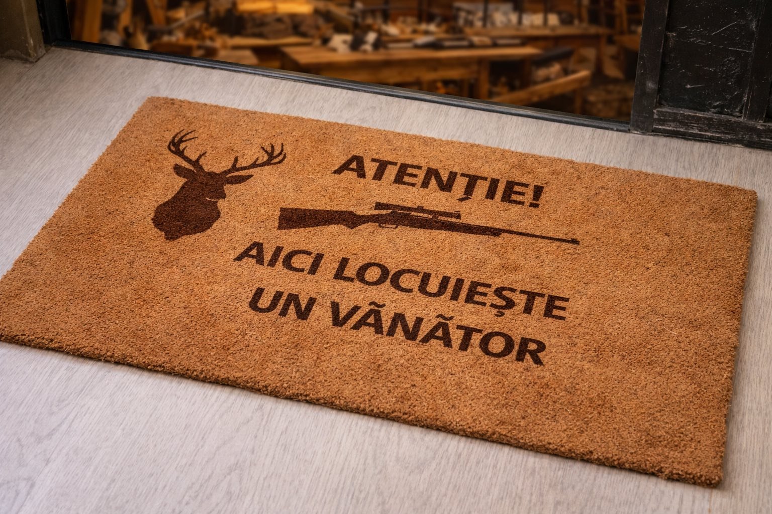 Realizez covorașe personalizate pentru vânători 🦌🔥 din cocos (50×80 cm)