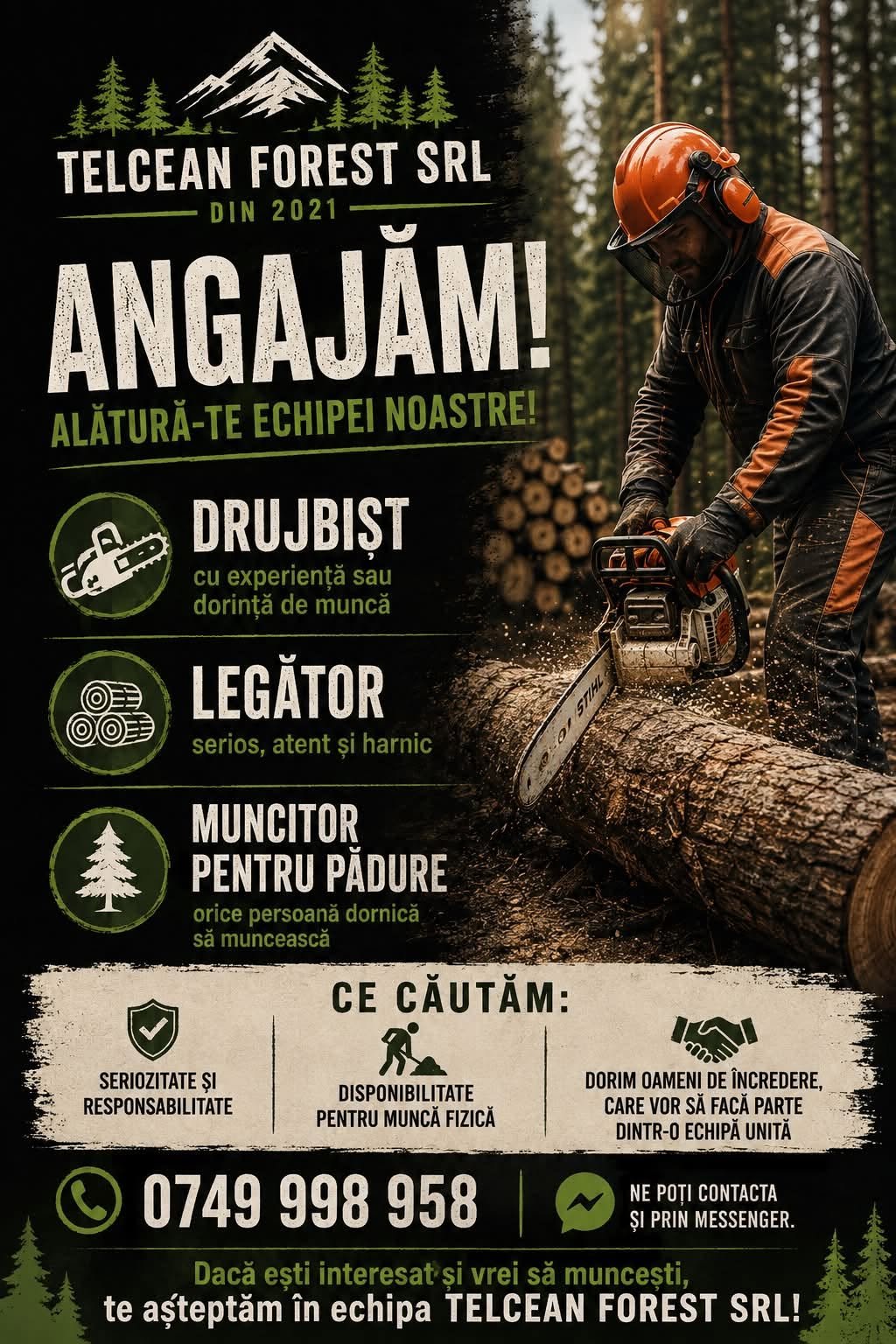 ANGAJĂM OAMENI PENTRU PĂDURE