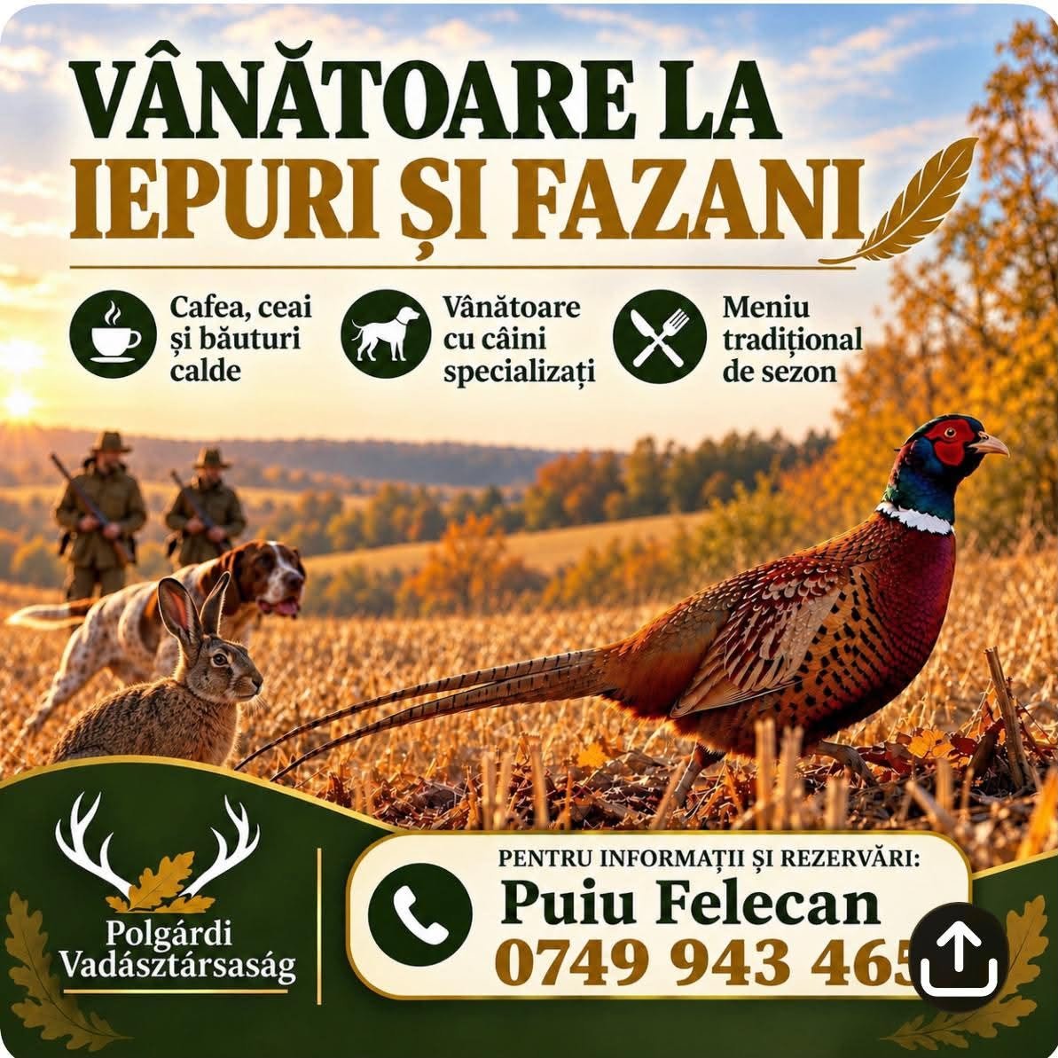 Vanatoare la Iepuri si Fazani